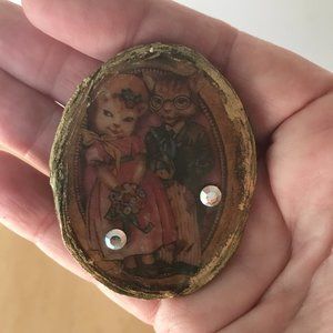 Cat Pin Brooch Wedding Handmade Vintage Kitty